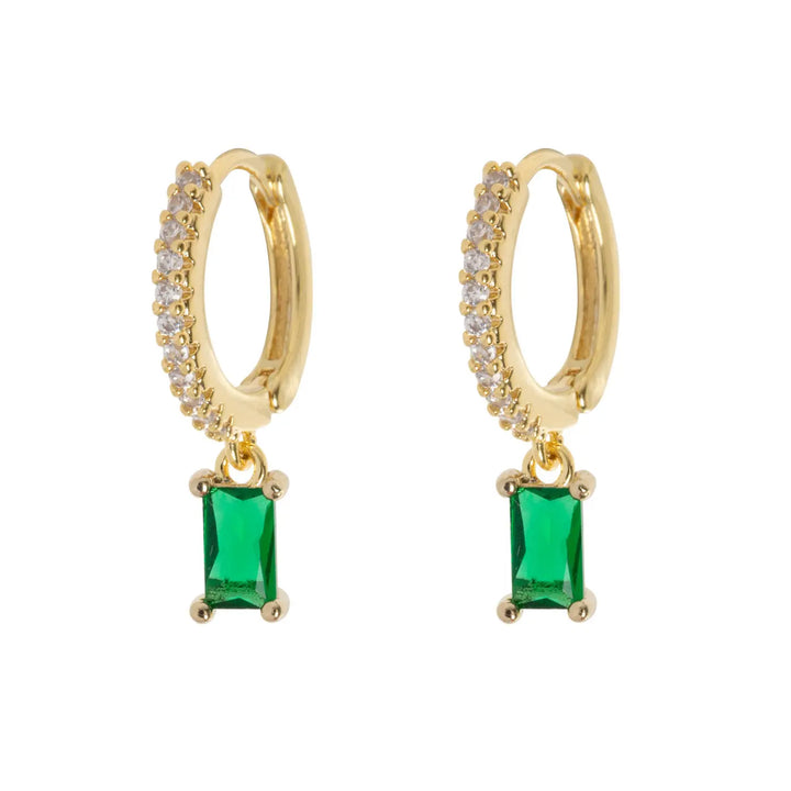 Arya - Green Crystal Hoop Earrings