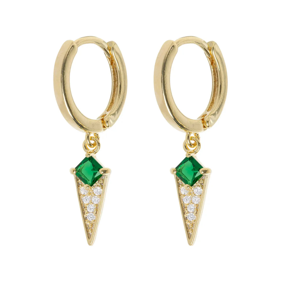 Arya - Green Crystal Stud Hoop Earrings Timi of Sweden