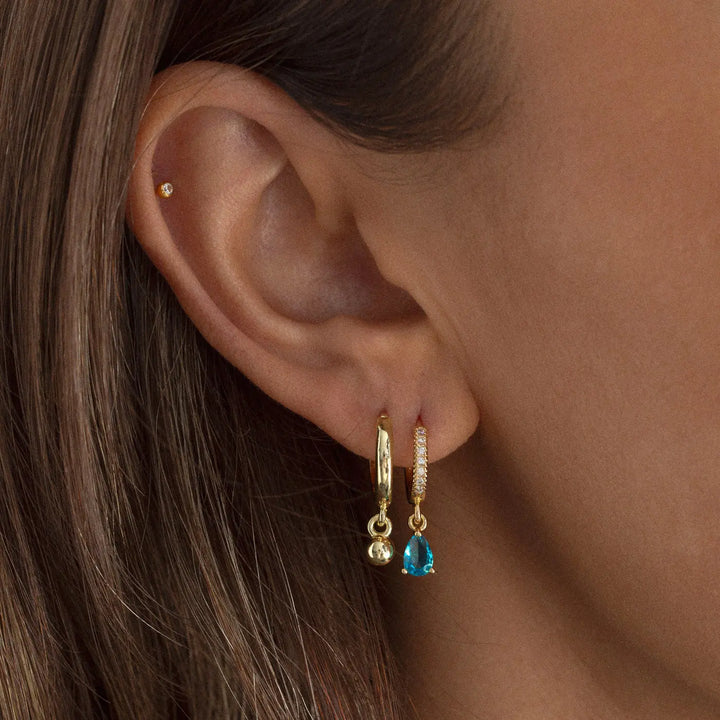 August - Blue Crystal Hoop Earrings