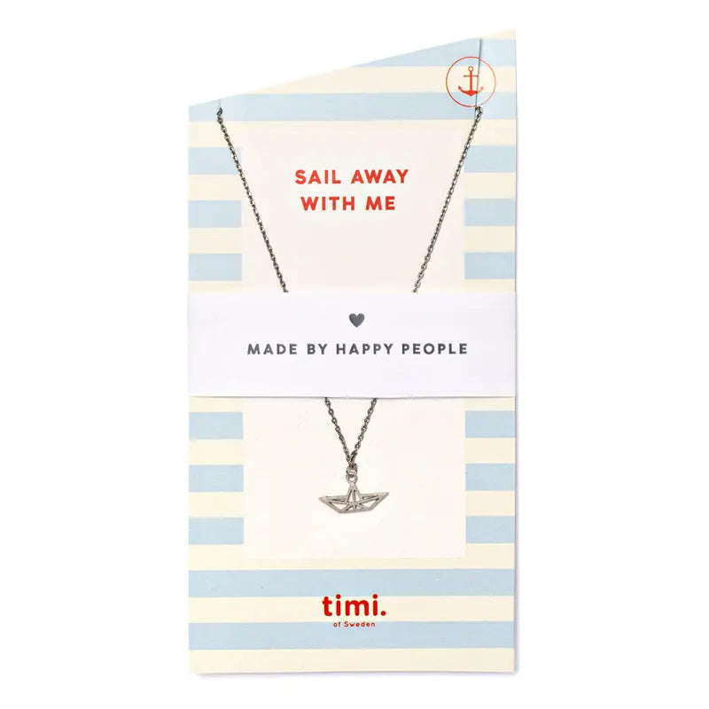 Sail away with me Boat Necklace Silver