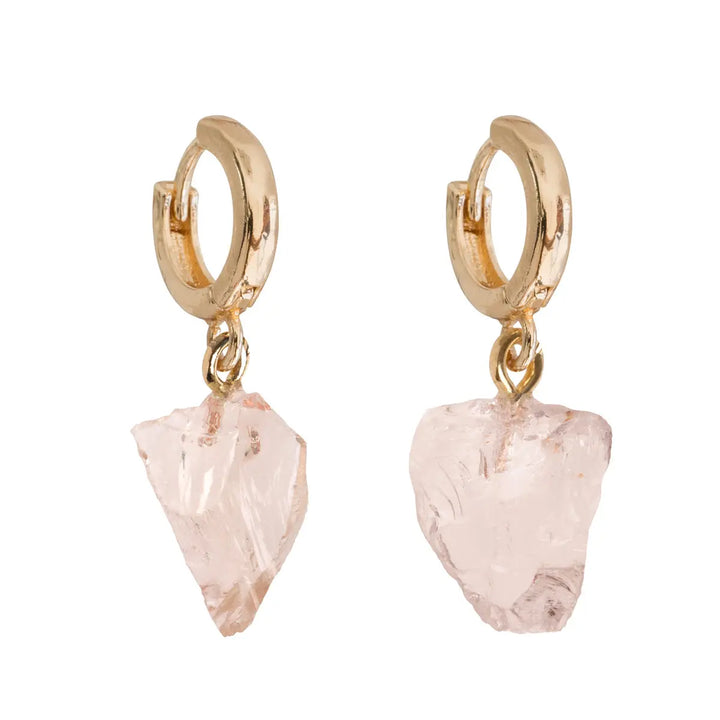 Rose Quartz Semi-Precious Hoop Earring