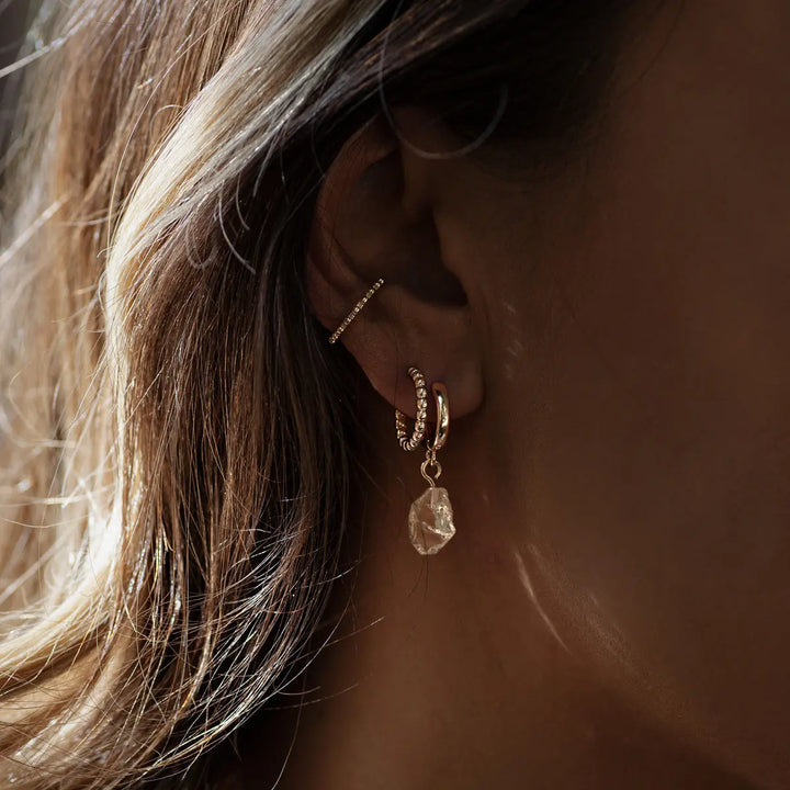 Citrine Semi-Precious Hoop Earring