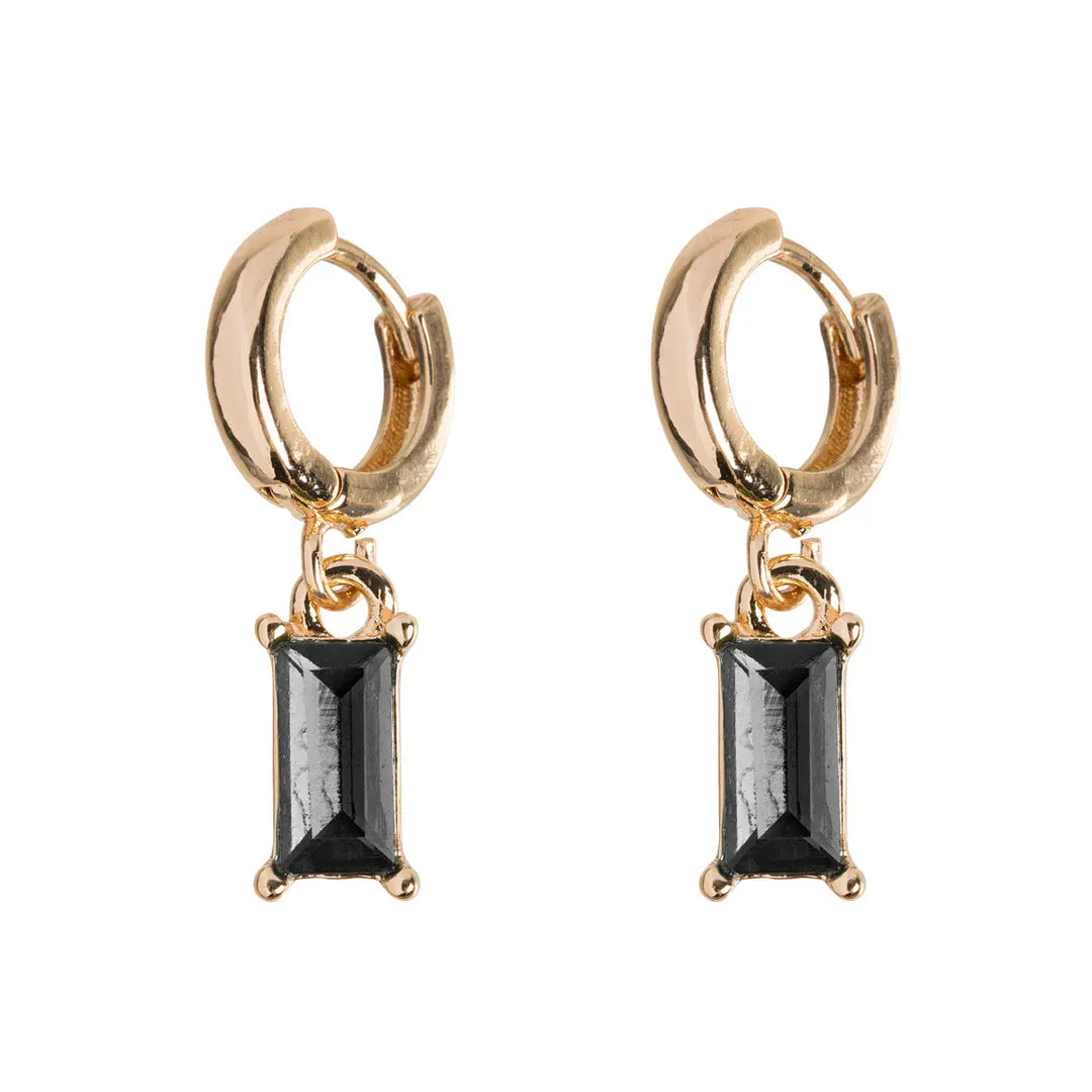 Black Crystal Hoop Earring