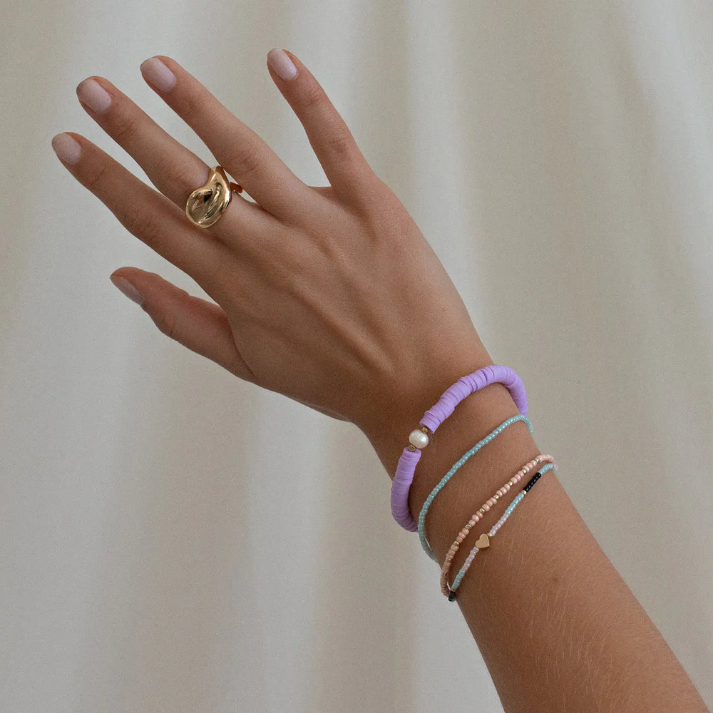 Delicate Pink & Gold Bead Bracelet