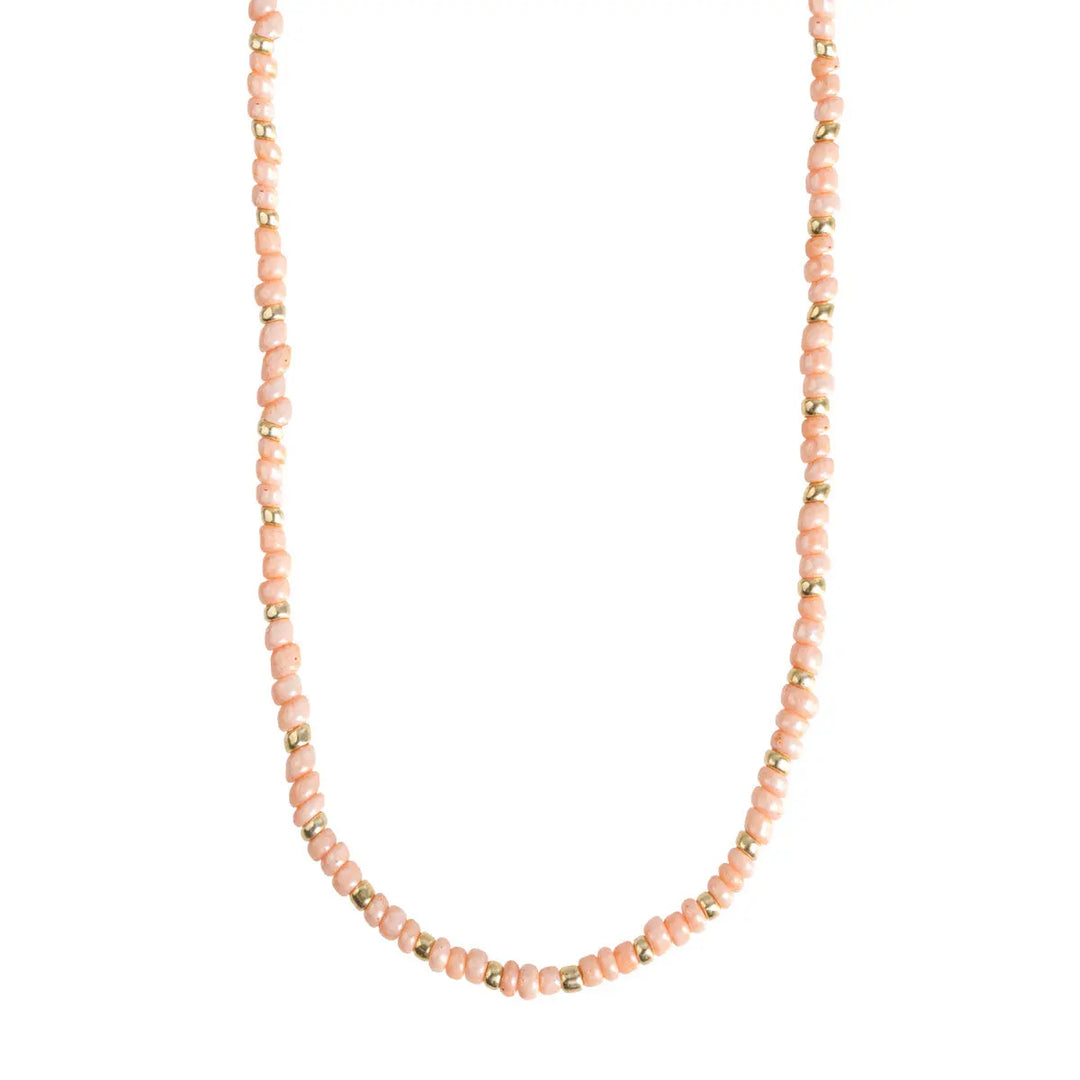 Delicate Pink & Gold Bead Necklace