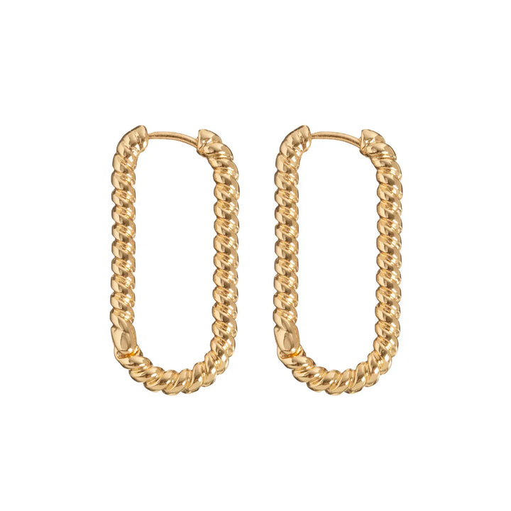 Oval Twisted Earring Hoop - Gold