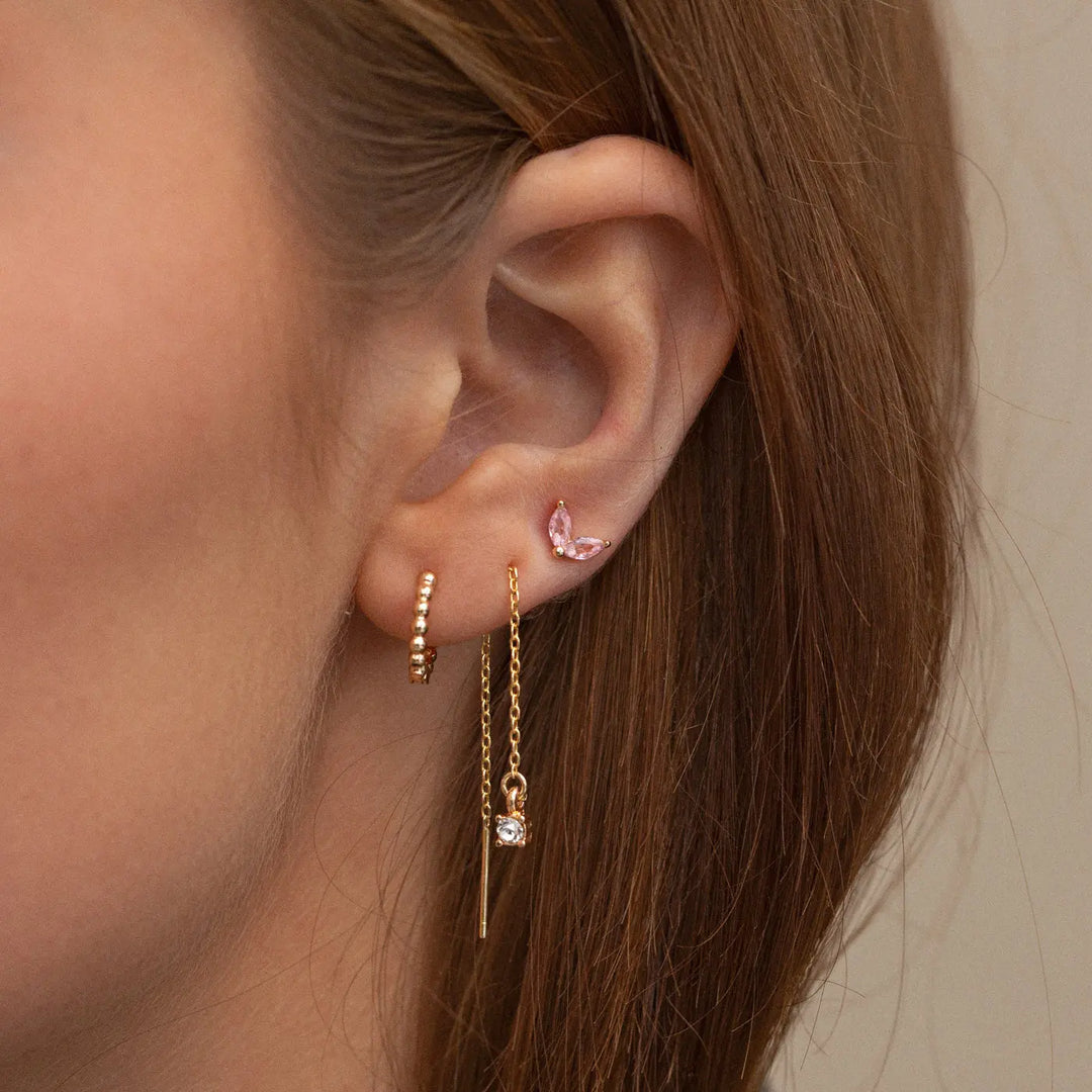 Leah - Crystal Leaf Stud Earrings