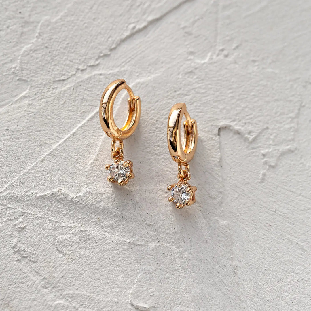 Olivia - Crystal Charm Hoop Earrings